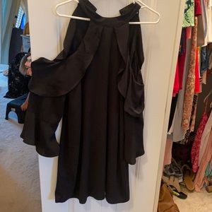 Black cold shoulder long sleeve dress